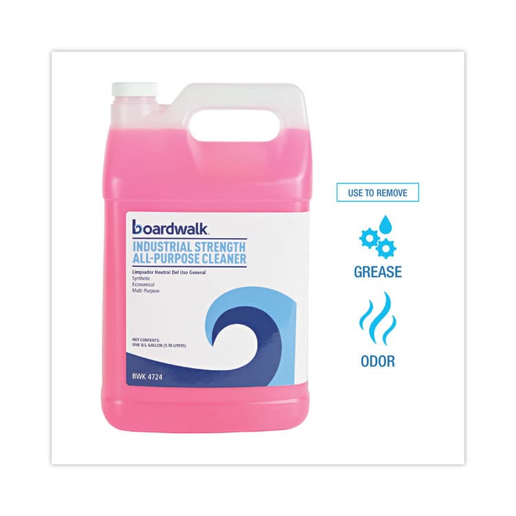 BOARDWALK Industrial Strength All-Purpose Cleaner, Lemon Scent, 1 gal Bottle, 4/Carton (BWK4724) thumbnail 4