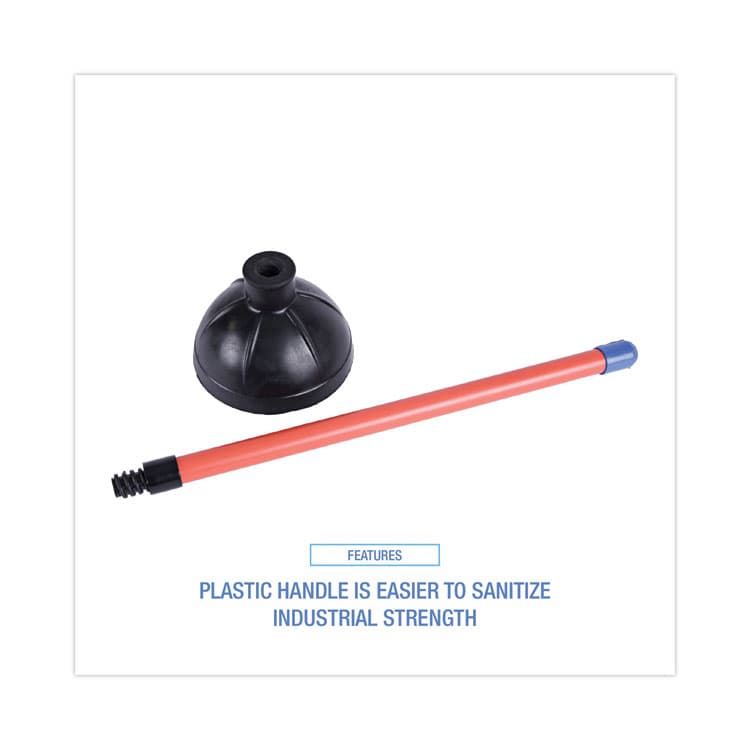 BOARDWALK Toilet Plunger, 18" Plastic Handle, 5.63" dia, Red/Black (BWK09201EA) thumbnail 3