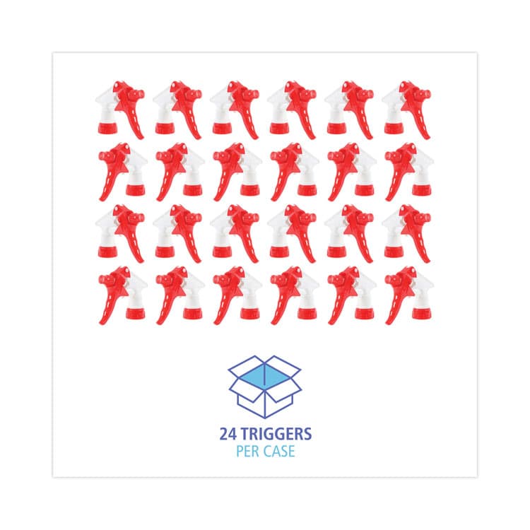 BOARDWALK General Purpose Trigger Sprayer, 8" Tube, Fits 16 oz to 24 oz Bottles, Red/White, 24/Carton (BWK09227) thumbnail 3