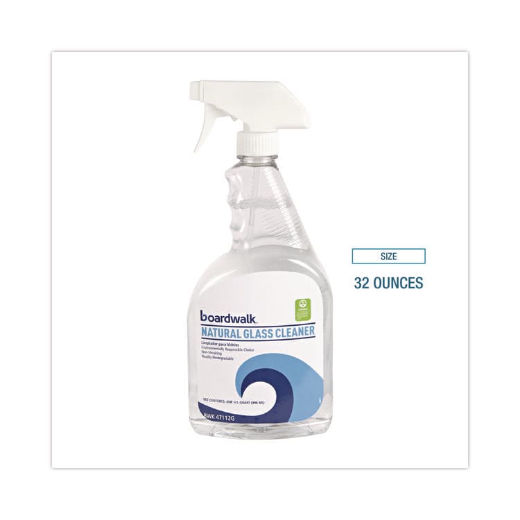 BOARDWALK Natural Glass Cleaner, Unscented, 32 oz Trigger Spray Bottle, 12/Carton (BWK47112G) thumbnail 2
