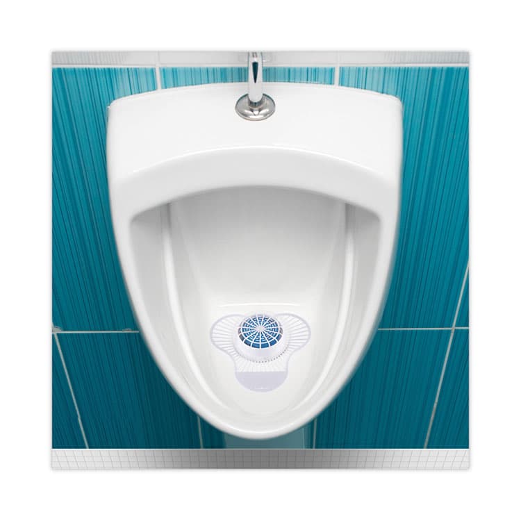 BOARDWALK Urinal Screen with Non-Para Deodorizer Block, Green Apple Scent, Blue/White, 3.25 oz, 12/Box (BWKNUS) thumbnail 4