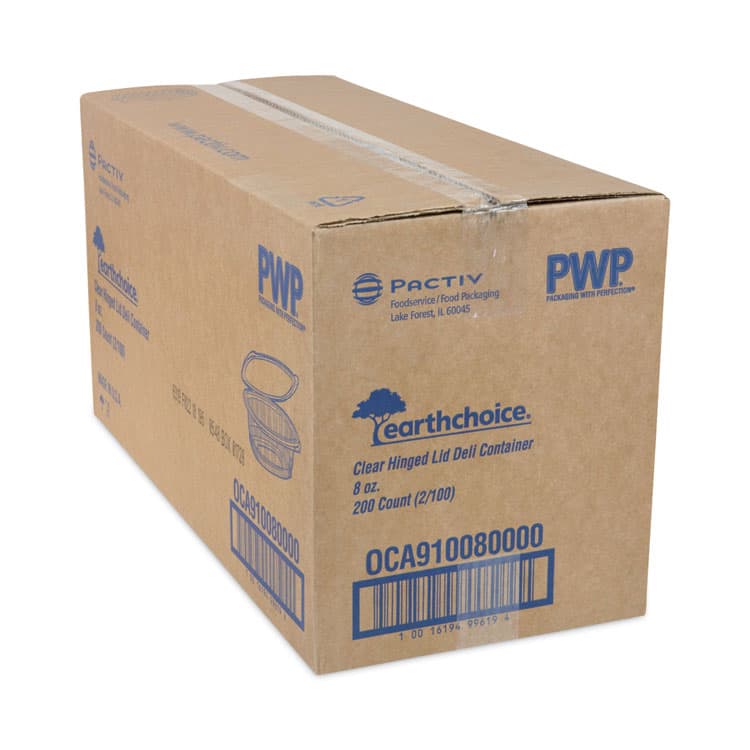 PACTIV EVERGREEN CORPORATION EarthChoice Recycled PET Hinged Container, 8 oz, 4.92 x 5.87 x 1.32, Clear, Plastic, 200/Carton (PCT0CA910080000) thumbnail 3