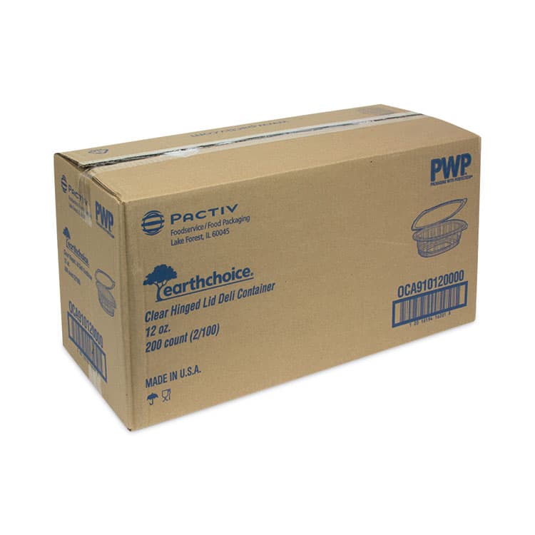 PACTIV EVERGREEN CORPORATION EarthChoice Recycled PET Hinged Container, 12 oz, 4.92 x 5.87 x 1.89, Clear, Plastic, 200/Carton (PCT0CA910120000) thumbnail 2