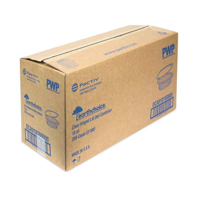 PACTIV EVERGREEN CORPORATION EarthChoice Recycled PET Hinged Container, 16 oz, 4.92 x 5.87 x 2.48, Clear, Plastic, 200/Carton (PCT0CA910160000) thumbnail 2