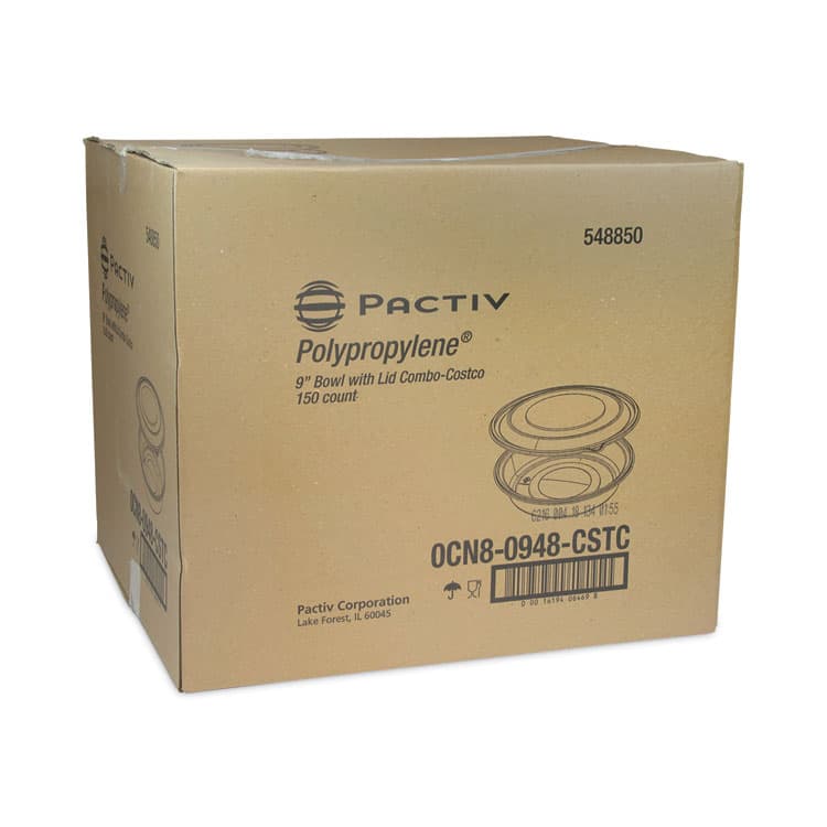 PACTIV EVERGREEN CORPORATION EarthChoice MealMaster Container with Lid, 48 oz, 9" Diameter x 2.12" h, Black/Clear, Plastic, 150/Carton (PCT0CN80948CSTC) thumbnail 2
