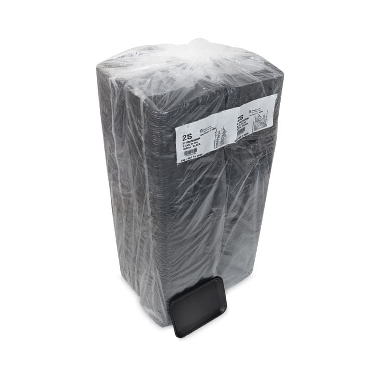 PACTIV EVERGREEN CORPORATION Supermarket Tray, #2S, 8.2 x 5.7 x 0.65, Black, Foam, 500/Carton (PCT0TFB02S00000) thumbnail 4