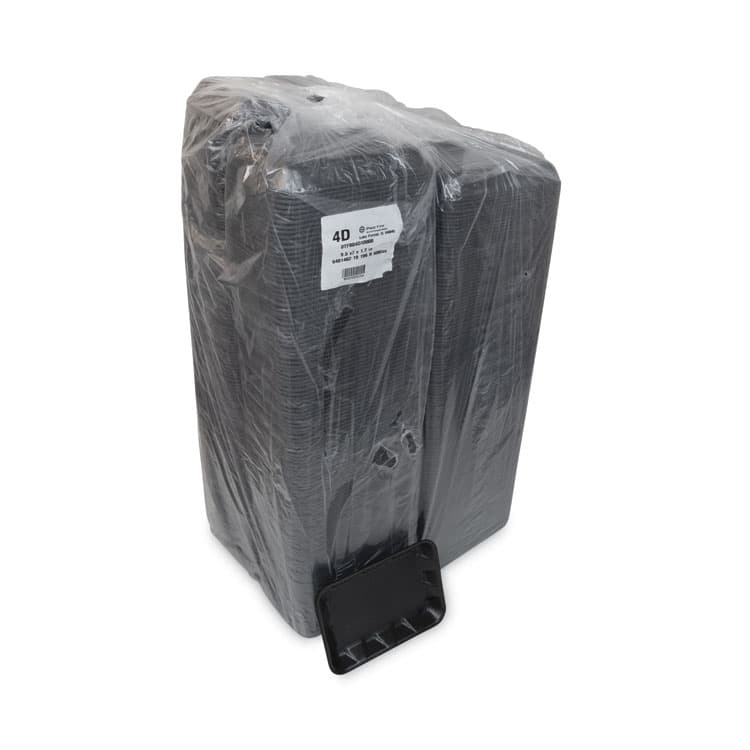 PACTIV EVERGREEN CORPORATION Supermarket Tray, #4D1, 9.5 x 7 x 1.25, Black, Foam, 500/Carton (PCT0TFB04D10000) thumbnail 4