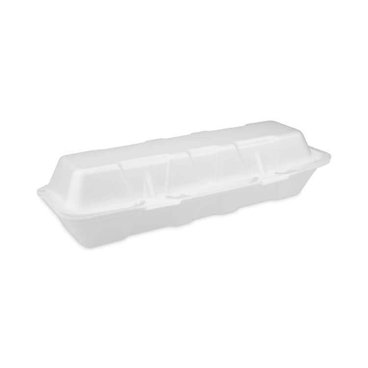 PACTIV EVERGREEN CORPORATION Foam Hinged Lid Containers, Dual Tab Lock Hoagie, 13 x 4.5 x 3, White, 250/Carton (PCT0TH1X267000Y)