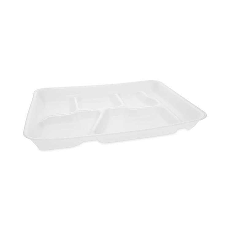 PACTIV EVERGREEN CORPORATION Foam School Trays, 6-Compartment Tray, 8.5 x 11.5 x 1.25, White, 500/Carton (PCT0TH10601SGBX)