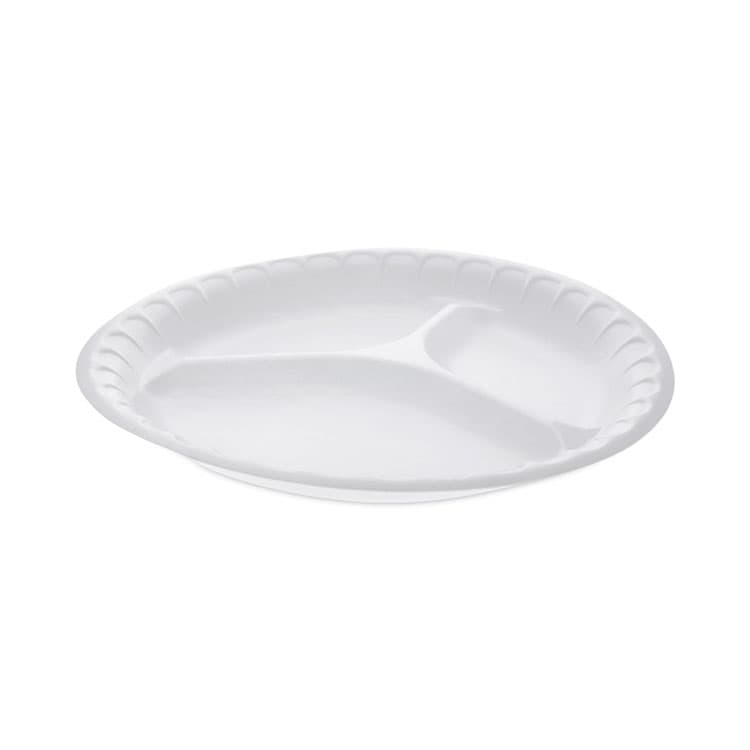 PACTIV EVERGREEN CORPORATION Placesetter Satin Non-Laminated Foam Dinnerware, 3-Compartment Plate, 10.25" dia, White, 540/Carton (PCT0TH10044000Y)