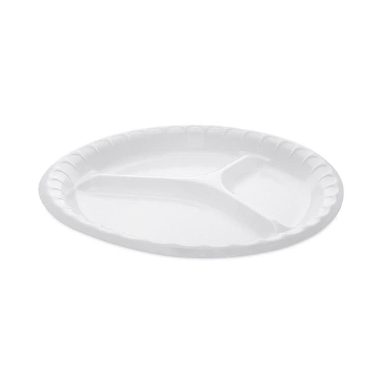 PACTIV EVERGREEN CORPORATION Placesetter Deluxe Laminated Foam Dinnerware, 3-Compartment Plate, 10.25" dia, White, 540/Carton (PCT0TK10044000Y)