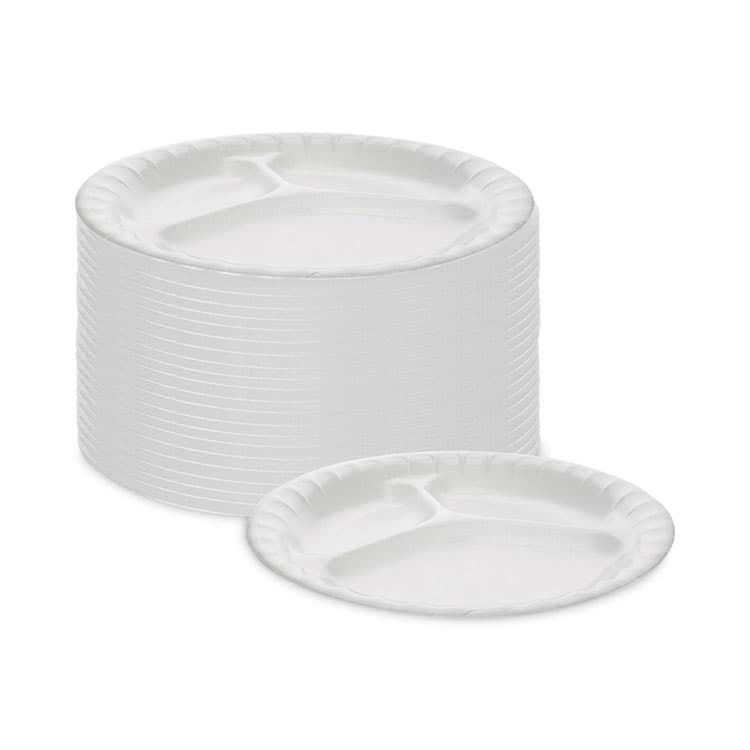 PACTIV EVERGREEN CORPORATION Placesetter Deluxe Laminated Foam Dinnerware, 3-Compartment Plate, 8.88" dia, White, 500/Carton (PCT0TK100110000) thumbnail 3