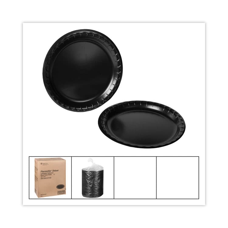 PACTIV EVERGREEN CORPORATION Placesetter Deluxe Laminated Foam Dinnerware, Plate, 10.25" dia, Black, 540/Carton (PCT0TKB0010000Y) thumbnail 4