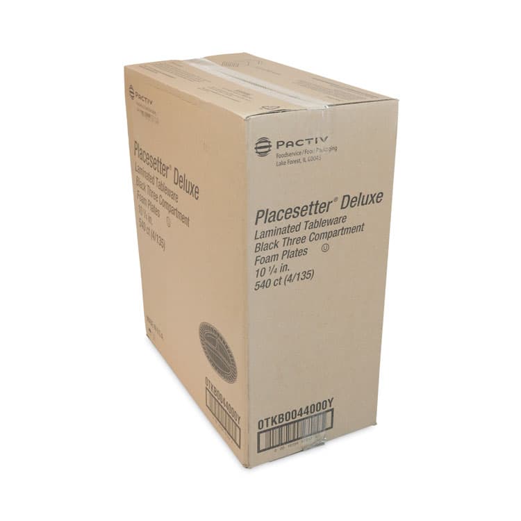 PACTIV EVERGREEN CORPORATION Placesetter Deluxe Laminated Foam Dinnerware, 3-Compartment Plate, 10.25" dia, Black, 540/Carton (PCT0TKB0044000Y) thumbnail 2