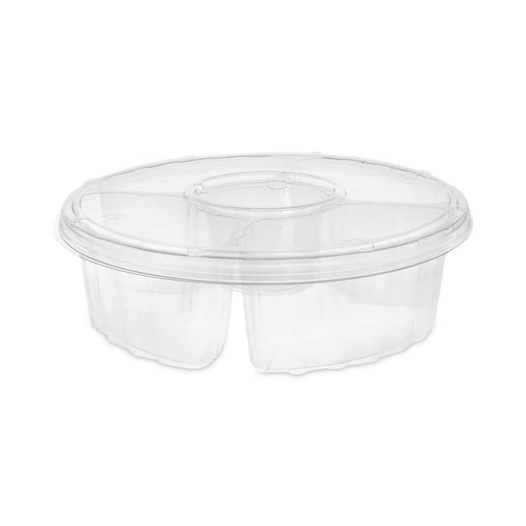 PACTIV EVERGREEN CORPORATION Dip Cup Platter, 4 Compartments, 64 oz, 10" Diameter, Clear, Plastic, 100/Carton (PCT1064DP4CLRL) thumbnail 4