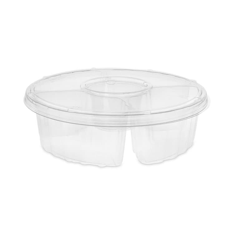 PACTIV EVERGREEN CORPORATION Dip Cup Platter, 4 Compartments, 64 oz, 10" Diameter, Clear, Plastic, 100/Carton (PCT1064DP4CLRL) thumbnail 2