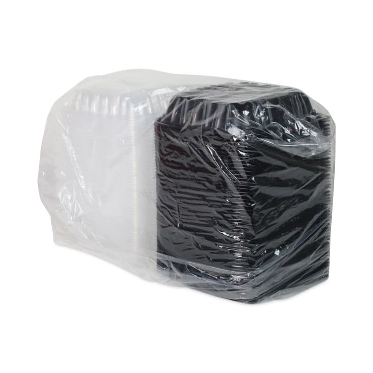 PACTIV EVERGREEN CORPORATION EarthChoice Vented Dual Color Microwavable Hinged Lid Container, 38 oz, 8.5 x 8.6 x 3.1, Black/Clear, Plastic, 150/Carton (PCTDC858100B000) thumbnail 4