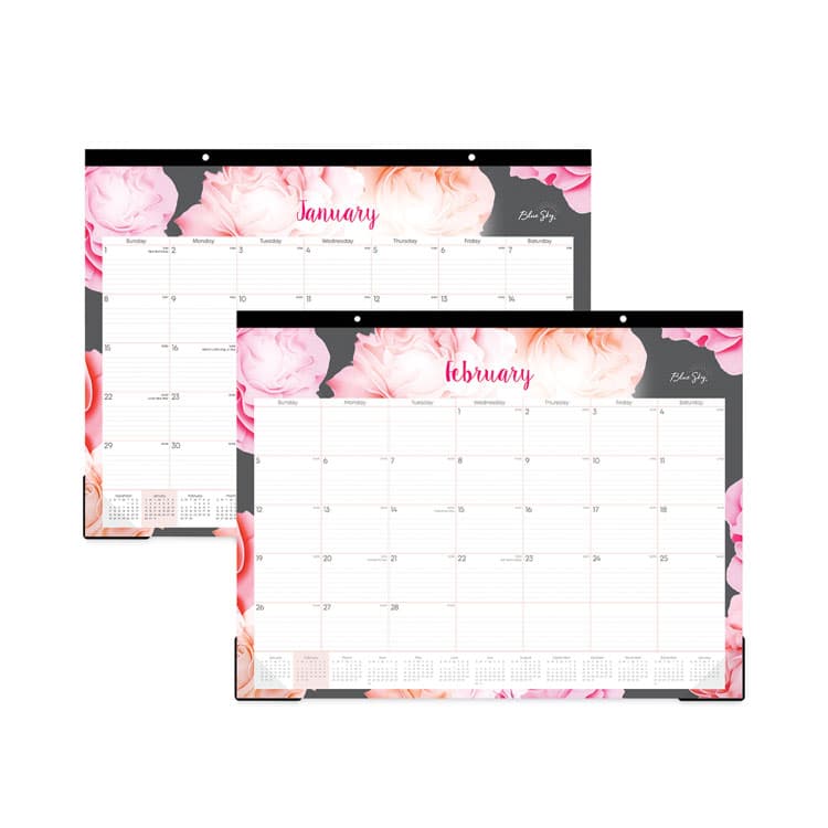 BLUE SKY Joselyn Desk Pad, Rose Artwork, 22 x 17, White/Pink/Peach Sheets, Black Binding, Clear Corners, 12-Month (Jan to Dec): 2026 (BLS102714) thumbnail 2