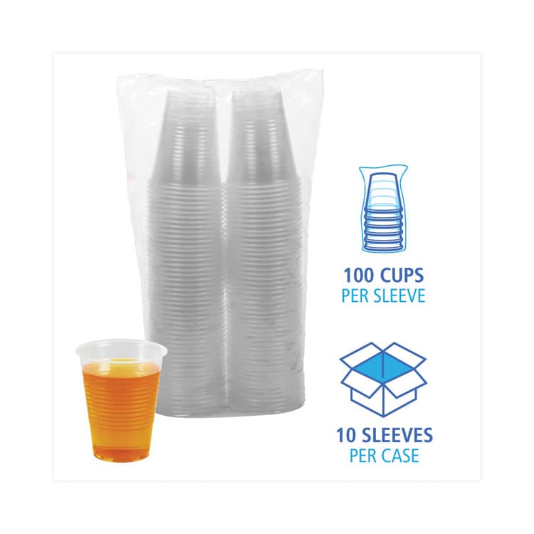 BOARDWALK Translucent Plastic Cold Cups, 10 oz, 100/Sleeve, 10 Sleeves/Carton (BWKTRANSCUP10CT) thumbnail 4