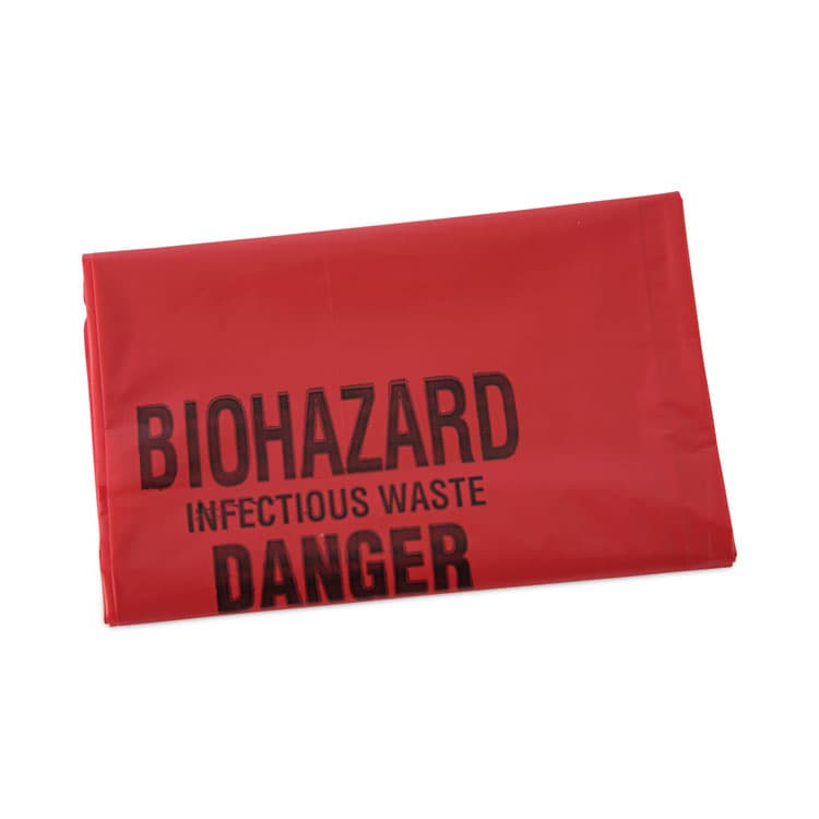 BOARDWALK Linear Low Density Health Care Trash Can Liners, 16 gal, 1.3 mil, 24" x 32", Red, Flat Pack, 250/Carton (BWKIW2432R)