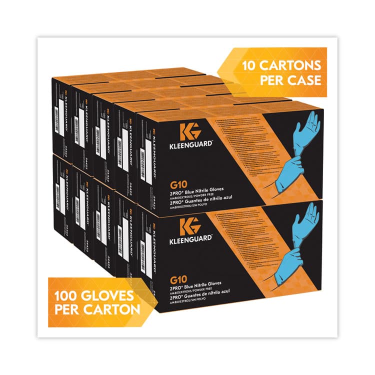 KIMBERLY CLARK G10 2PRO Nitrile Gloves, Powder-Free, Medium, 6 mil Thick, 9.5" Long, Blue, 100/Box, 10 Boxes/Carton (ANS54422CT) thumbnail 2