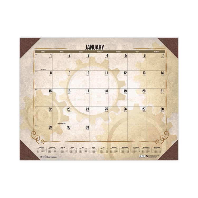 HOUSE OF DOOLITTLE Recycled Vintage Desk Pad Calendar, Vintage Artwork, 22 x 17, Sepia Sheets, Brown Corners, 12-Month (Jan-Dec): 2026 (HOD157) thumbnail 3