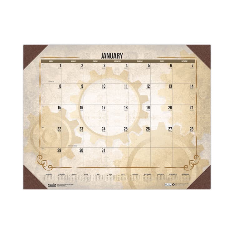 HOUSE OF DOOLITTLE Recycled Vintage Desk Pad Calendar, Vintage Artwork, 22 x 17, Sepia Sheets, Brown Corners, 12-Month (Jan-Dec): 2026 (HOD157) thumbnail 4