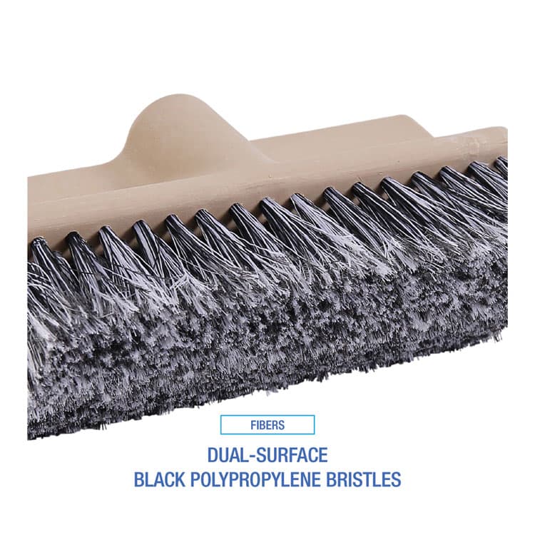BOARDWALK Dual-Surface Vehicle Brush, Black Polypropylene Bristles, 10" Brush, Brown Plastic Handle (BWK8420) thumbnail 3
