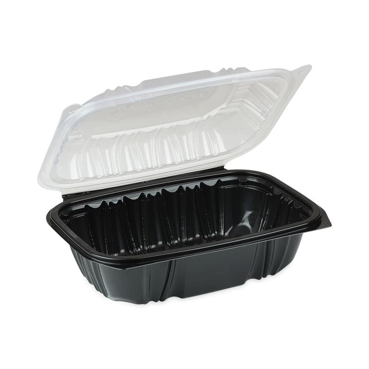 PACTIV EVERGREEN CORPORATION EarthChoice Vented Dual Color Microwavable Hinged Lid Container, 34 oz, 9 x 6 x 3.1, Black/Clear, Plastic, 140/Carton (PCTDC961000B000) thumbnail 2