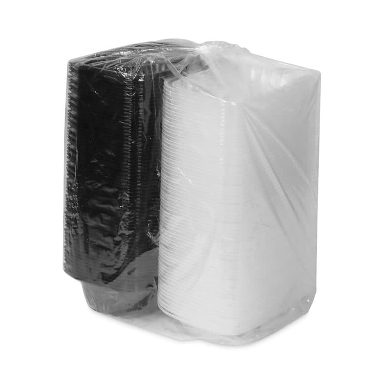 PACTIV EVERGREEN CORPORATION EarthChoice Vented Dual Color Microwavable Hinged Lid Container, 34 oz, 9 x 6 x 3.1, Black/Clear, Plastic, 140/Carton (PCTDC961000B000) thumbnail 4