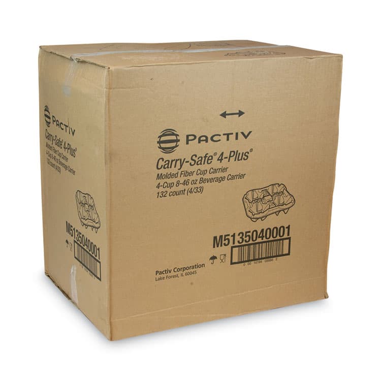 PACTIV EVERGREEN CORPORATION EarthChoice Carry-Safe Beverage Carrier, 8 oz to 46 oz, Four Cups, Natural, 132/Carton (PCTM5135040001) thumbnail 2