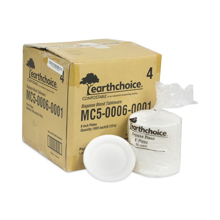 PACTIV EVERGREEN CORPORATION EarthChoice Compostable Fiber-Blend Bagasse Dinnerware, Plate, Sugarcane, 6" dia, Natural, 1,000/Carton (PCTMC500060001) thumbnail 4