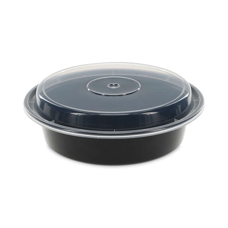 PACTIV EVERGREEN CORPORATION Newspring VERSAtainer Microwavable Containers, 24 oz, 7" Diameter, Black/Clear, Plastic, 150/Carton (PCTNC723B)