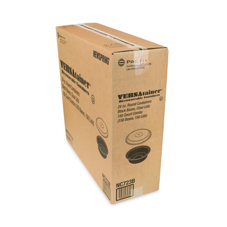 PACTIV EVERGREEN CORPORATION Newspring VERSAtainer Microwavable Containers, 24 oz, 7" Diameter, Black/Clear, Plastic, 150/Carton (PCTNC723B) thumbnail 2