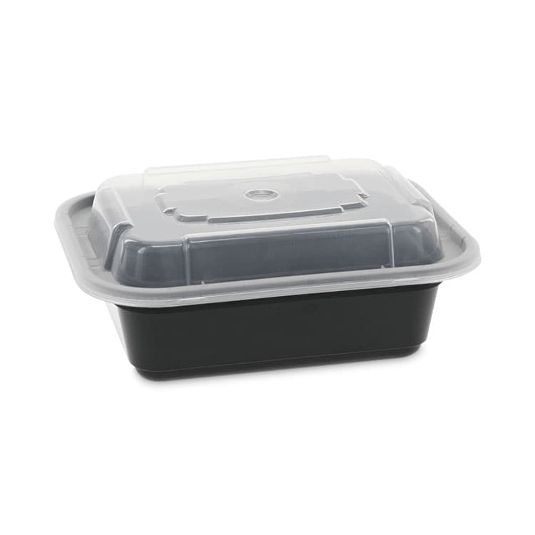 PACTIV EVERGREEN CORPORATION Newspring VERSAtainer Microwavable Containers, 12 oz, 5.8 x 4.6 x 2.3, Black/Clear, Plastic, 150/Carton (PCTNC818B)