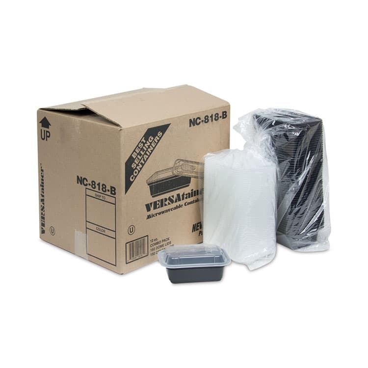 PACTIV EVERGREEN CORPORATION Newspring VERSAtainer Microwavable Containers, 12 oz, 5.8 x 4.6 x 2.3, Black/Clear, Plastic, 150/Carton (PCTNC818B) thumbnail 4
