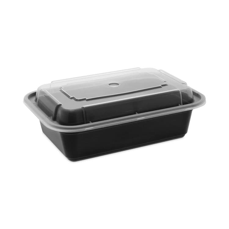 PACTIV EVERGREEN CORPORATION Newspring VERSAtainer Microwavable Containers, 24 oz, 7.4 x 5 x 2.5, Black/Clear, Plastic, 150/Carton (PCTNC838B)