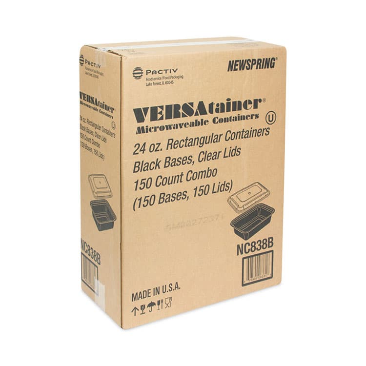 PACTIV EVERGREEN CORPORATION Newspring VERSAtainer Microwavable Containers, 24 oz, 7.4 x 5 x 2.5, Black/Clear, Plastic, 150/Carton (PCTNC838B) thumbnail 2