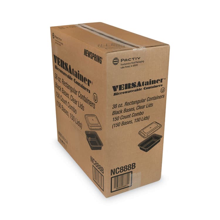 PACTIV EVERGREEN CORPORATION Newspring VERSAtainer Microwavable Containers, 38 oz, 8.8 x 6 x 2.5, Black/Clear, Plastic, 150/Carton (PCTNC888B) thumbnail 2