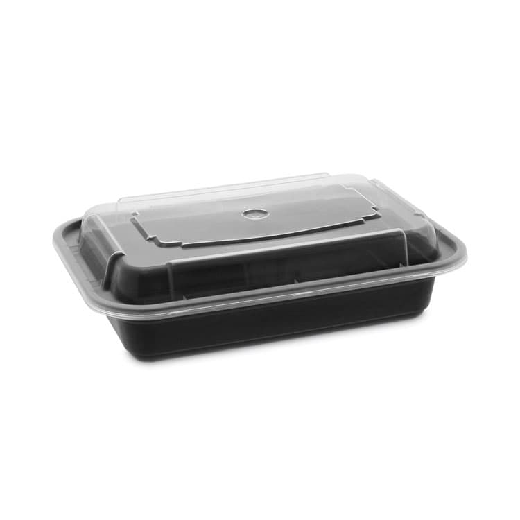 PACTIV EVERGREEN CORPORATION Newspring VERSAtainer Microwavable Containers, 16 oz, 7.4 x 5 x 2.2, Black/Clear, Plastic, 150/Carton (PCTNC8168B)