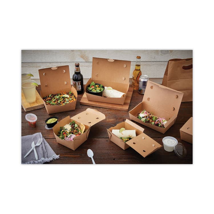 PACTIV EVERGREEN CORPORATION EarthChoice OneBox Paper Box, 55 oz, 9 x 4.9 x 2, Brown, 100/Carton (PCTNOB02KEC) thumbnail 4