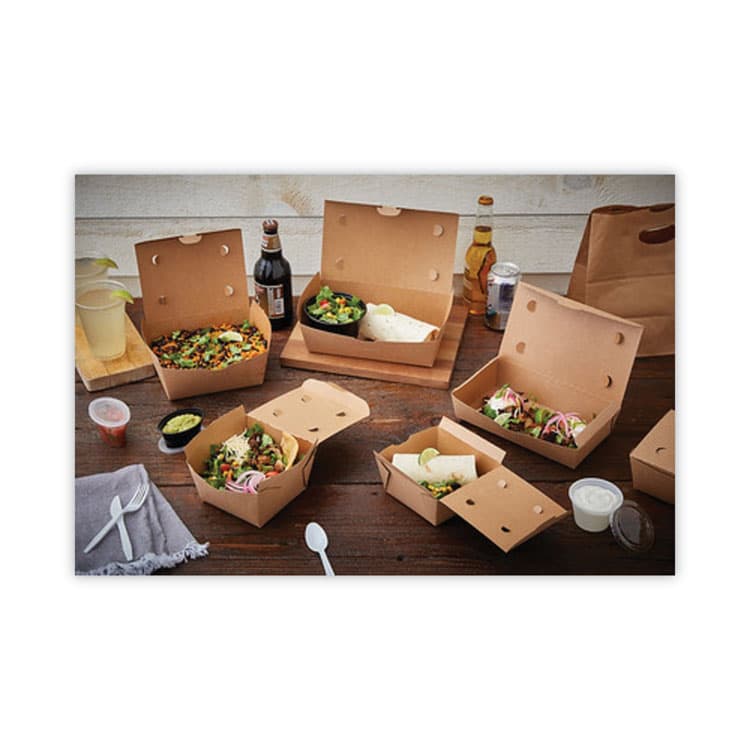 PACTIV EVERGREEN CORPORATION EarthChoice OneBox Paper Box, 77 oz, 9 x 4.9 x 2.8, Brown, 162/Carton (PCTNOB04SKEC) thumbnail 4