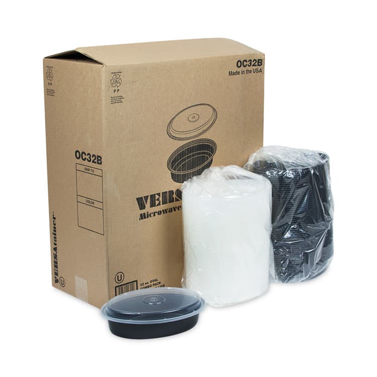 PACTIV EVERGREEN CORPORATION Newspring VERSAtainer Microwavable Containers, Oval, 32 oz, 9.1 x 6.7 x 1.9, Black/Clear, Plastic, 150/Carton (PCTOC32B) thumbnail 4