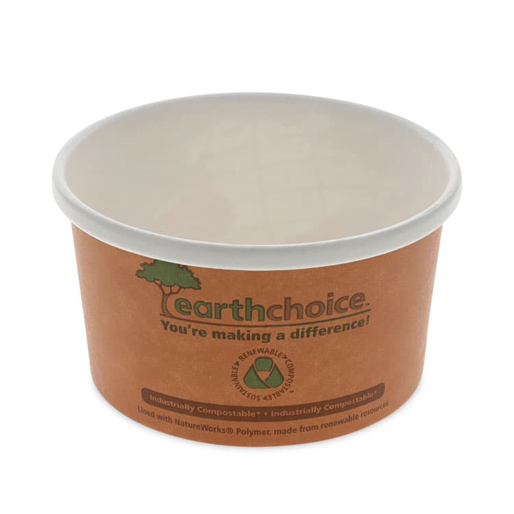 PACTIV EVERGREEN CORPORATION EarthChoice Compostable Soup Cup, Small, 8 oz, 3 .8 x 3.3 x 2.1, Brown, Paper, 500/Carton (PCTPHSC8ECDI)