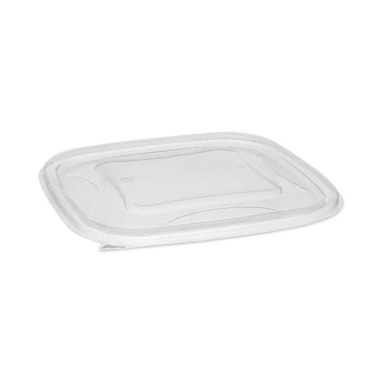 PACTIV EVERGREEN CORPORATION EarthChoice Square Recycled Bowl Flat Lid, 7.37 x 7.37 x 0.26, Clear, Plastic, 300/Carton (PCTSACLF07)