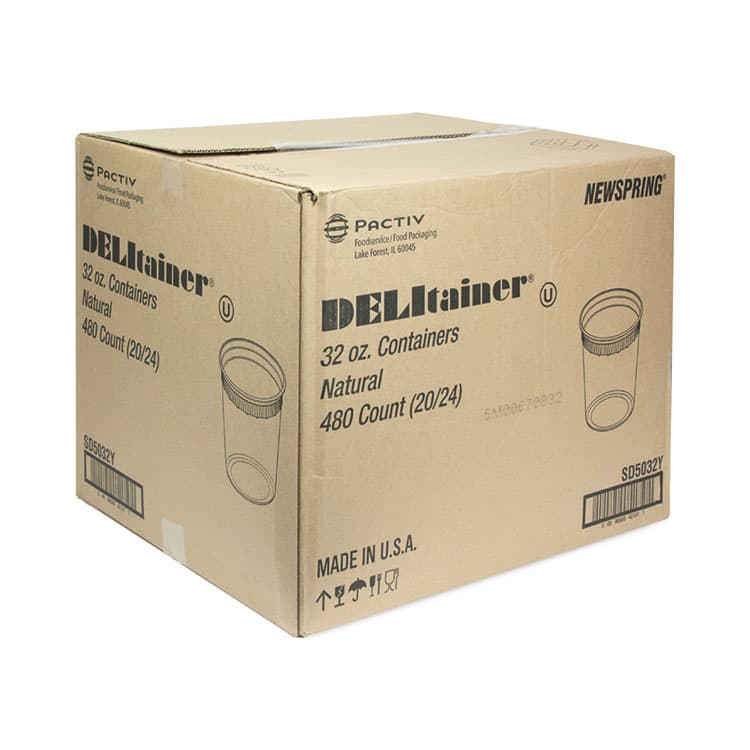 PACTIV EVERGREEN CORPORATION Newspring DELItainer Microwavable Container, 32 oz, 4.6 x 4.6 x 5.6, Natural, Plastic, 480/Carton (PCTSD5032Y) thumbnail 2