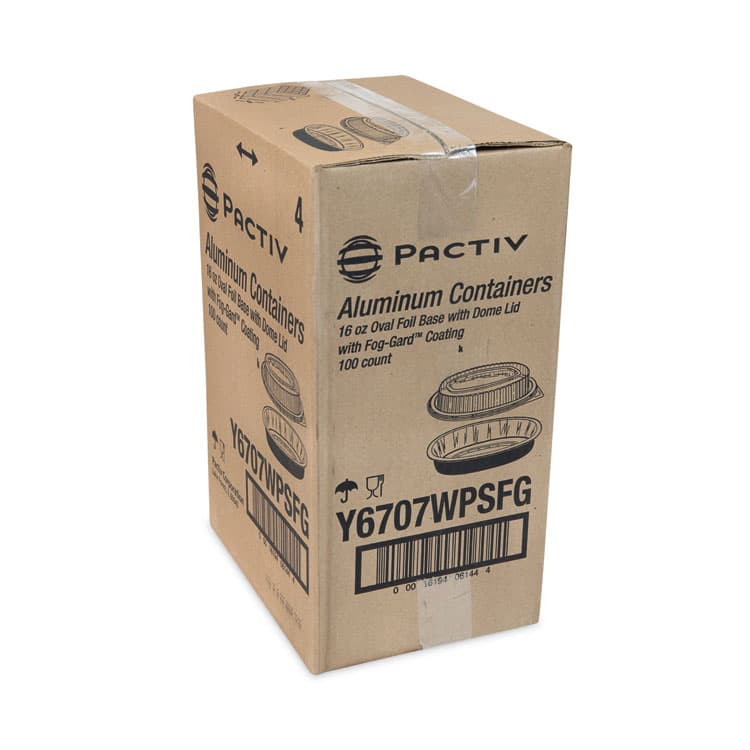 PACTIV EVERGREEN CORPORATION Classic Carry-Out Container, 16 oz, 6.9 x 4.6 x 3, Black/Gold, Aluminum, 100/Carton (PCTY6707WPSFG) thumbnail 2