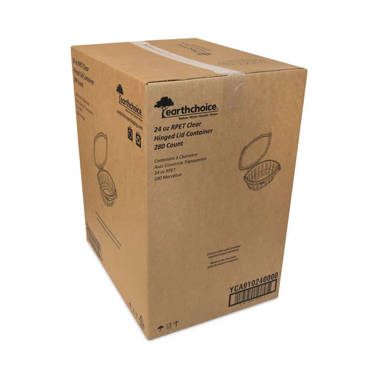 PACTIV EVERGREEN CORPORATION EarthChoice Recycled PET Hinged Container, 24 oz, 7.37 x 5.87 x 2.37, Clear, Plastic, 280/Carton (PCTYCA910240000) thumbnail 3