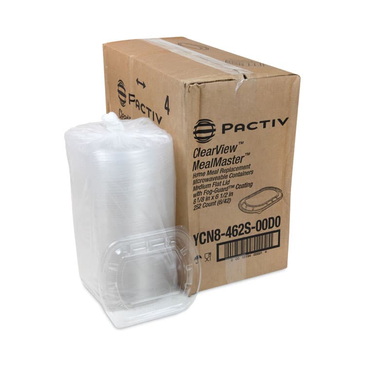 PACTIV EVERGREEN CORPORATION ClearView MealMaster Lid with Fog Gard Coating, Medium Flat Lid, 8.12 x 6.5 x 0.37, Clear, Plastic, 252/Carton (PCTYCN8462S00D0) thumbnail 4
