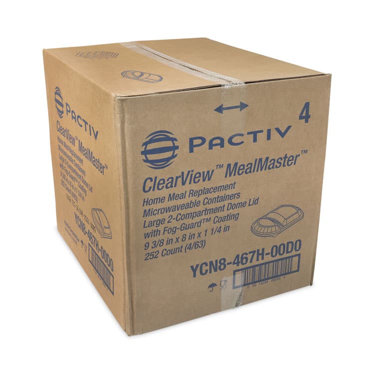PACTIV EVERGREEN CORPORATION ClearView MealMaster Lid with Fog Gard Coating, Large 2-Compartment Dome Lid, 9.37 x 8 x 1.25, Clear, Plastic, 252/Carton (PCTYCN8467H00D0) thumbnail 2